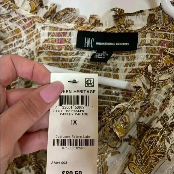 NWT, womens size XL inc brand paisley print chiffon peasant blouse, # B641 - Picture 4 of 6